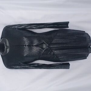 Express mini black sequin dress, open back, Midrift diamond Cutout, Sz 8, 17"PTP